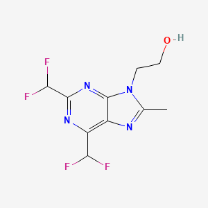molecular formula C10H10F4N4O B12452145 2-(2,6-Bis(difluoromethyl)-8-methyl-9H-purin-9-yl)ethanol 