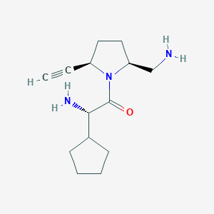 molecular formula C14H23N3O B1245218 (1S)-2-[(2S,5R)-2-(Aminomethyl)-5-ethynylpyrrolidin-1-YL]-1-cyclopentyl-2-oxoethanamine 