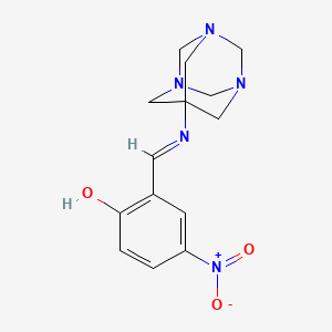 molecular formula C14H17N5O3 B12452190 Phenol, 2-(1,3,5-triaza-7-adamantyl)iminomethyl-4-nitro- 