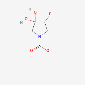 molecular formula C9H16FNO4 B12452199 Tert-butyl 4-fluoro-3,3-dihydroxypyrrolidine-1-carboxylate 