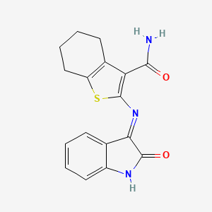 molecular formula C17H15N3O2S B12452212 2-[(1,2-Dihydro-2-oxo-3H-indol-3-ylidene)amino]-4,5,6,7-tetrahydrobenzo[b]thiophene-3-carboxamide CAS No. 314282-53-6