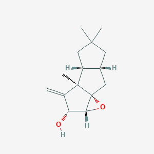 molecular formula C15H22O2 B1245224 6,7-Epoxy-4(15)-hirsutene-5-ol 