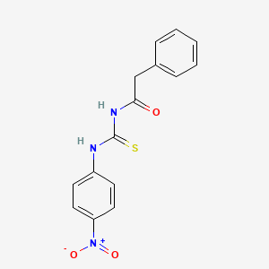 molecular formula C15H13N3O3S B12452252 N-[(4-nitrophenyl)carbamothioyl]-2-phenylacetamide 