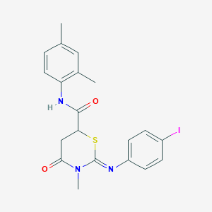 molecular formula C20H20IN3O2S B12452270 (2Z)-N-(2,4-dimethylphenyl)-2-[(4-iodophenyl)imino]-3-methyl-4-oxo-1,3-thiazinane-6-carboxamide 