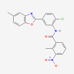molecular formula C22H16ClN3O4 B12452299 N-[2-chloro-5-(5-methyl-1,3-benzoxazol-2-yl)phenyl]-2-methyl-3-nitrobenzamide 