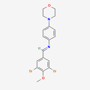 molecular formula C18H18Br2N2O2 B12452330 N-[(E)-(3,5-dibromo-4-methoxyphenyl)methylidene]-4-(morpholin-4-yl)aniline 