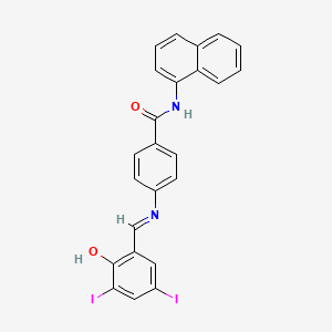 molecular formula C24H16I2N2O2 B12452352 4-{[(E)-(2-hydroxy-3,5-diiodophenyl)methylidene]amino}-N-(naphthalen-1-yl)benzamide 