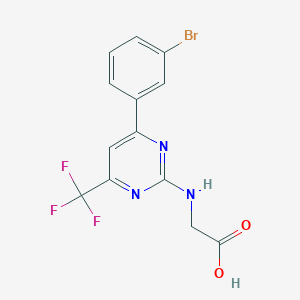 molecular formula C13H9BrF3N3O2 B12452437 N-[6-(3-Bromophenyl)-4-(trifluoromethyl)pyrimidin-2-yl]glycine 