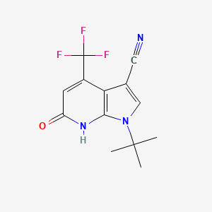 molecular formula C13H12F3N3O B12452445 1-tert-Butyl-6-oxo-4-trifluoromethyl-6,7-dihydro-1H-pyrrolo-[2,3-b]-pyridine-3-carbonitrile 