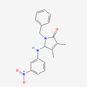 molecular formula C19H19N3O3 B12452499 1-benzyl-3,4-dimethyl-5-[(3-nitrophenyl)amino]-1,5-dihydro-2H-pyrrol-2-one 