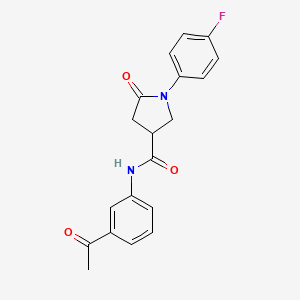 molecular formula C19H17FN2O3 B12452560 N-(3-acetylphenyl)-1-(4-fluorophenyl)-5-oxopyrrolidine-3-carboxamide 