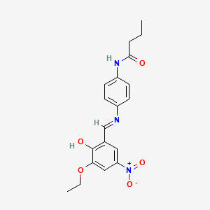 molecular formula C19H21N3O5 B12452590 N-(4-{[(E)-(3-ethoxy-2-hydroxy-5-nitrophenyl)methylidene]amino}phenyl)butanamide 