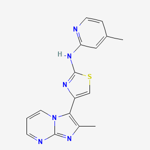 molecular formula C16H14N6S B12452607 4-Methyl-N-(4-{2-methylimidazo[1,2-A]pyrimidin-3-YL}-1,3-thiazol-2-YL)pyridin-2-amine 