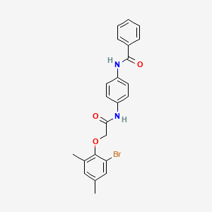 molecular formula C23H21BrN2O3 B12452712 N-(4-{[(2-bromo-4,6-dimethylphenoxy)acetyl]amino}phenyl)benzamide 