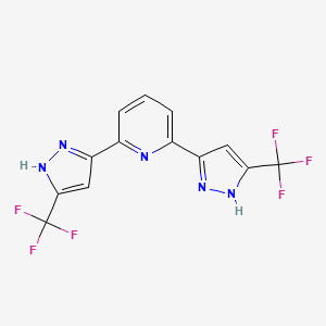 molecular formula C13H7F6N5 B12452787 2,6-Bis[3-(trifluoromethyl)pyrazol-5-YL]pyridine 