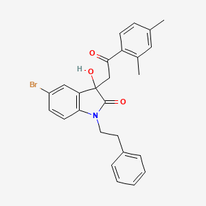molecular formula C26H24BrNO3 B12452801 5-bromo-3-[2-(2,4-dimethylphenyl)-2-oxoethyl]-3-hydroxy-1-(2-phenylethyl)-1,3-dihydro-2H-indol-2-one 