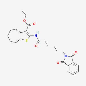 molecular formula C26H30N2O5S B12452803 ethyl 2-{[6-(1,3-dioxo-1,3-dihydro-2H-isoindol-2-yl)hexanoyl]amino}-5,6,7,8-tetrahydro-4H-cyclohepta[b]thiophene-3-carboxylate 