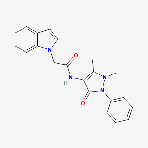 molecular formula C21H20N4O2 B12452844 N-(1,5-dimethyl-3-oxo-2-phenyl-2,3-dihydro-1H-pyrazol-4-yl)-2-(1H-indol-1-yl)acetamide 