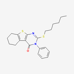 molecular formula C22H26N2OS2 B12452867 2-(hexylsulfanyl)-3-phenyl-5,6,7,8-tetrahydro[1]benzothieno[2,3-d]pyrimidin-4(3H)-one 