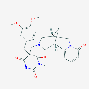 molecular formula C27H32N4O6 B12452890 5-(3,4-dimethoxybenzyl)-1,3-dimethyl-5-{[(1S,5R)-8-oxo-1,5,6,8-tetrahydro-2H-1,5-methanopyrido[1,2-a][1,5]diazocin-3(4H)-yl]methyl}pyrimidine-2,4,6(1H,3H,5H)-trione 