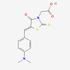 molecular formula C14H14N2O3S2 B12452893 5-[[4-(dimethylamino)phenyl]methylene]-4-oxo-2-thioxo-3-Thiazolidineacetic acid 