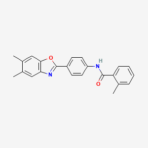 molecular formula C23H20N2O2 B12452982 N-[4-(5,6-dimethyl-1,3-benzoxazol-2-yl)phenyl]-2-methylbenzamide 