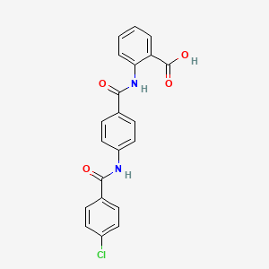 molecular formula C21H15ClN2O4 B12453013 2-{[(4-{[(4-Chlorophenyl)carbonyl]amino}phenyl)carbonyl]amino}benzoic acid 