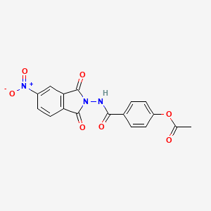 molecular formula C17H11N3O7 B12453021 4-[(5-nitro-1,3-dioxo-1,3-dihydro-2H-isoindol-2-yl)carbamoyl]phenyl acetate 