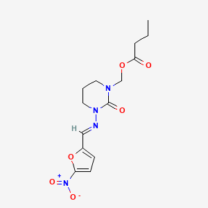 B1245305 (1-(5-Nitro-2-furanyl)methyleneamino)tetrahydropyrimidin-2-one methanol propionate CAS No. 92950-21-5