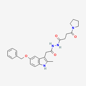 molecular formula C26H30N4O4 B12453062 N'-{[5-(benzyloxy)-2-methyl-1H-indol-3-yl]acetyl}-4-oxo-4-(pyrrolidin-1-yl)butanehydrazide 