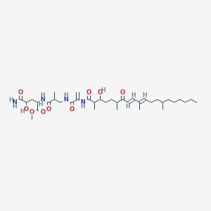 molecular formula C37H62N4O9 B1245310 methyl 5-amino-4-hydroxy-2-[[3-[2-[[(8E,10E)-3-hydroxy-2,6,10,14-tetramethyl-7-oxoicosa-8,10-dienoyl]amino]prop-2-enoylamino]-2-methylpropanoyl]amino]-5-oxopentanoate 
