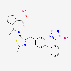 Dipotassium;2-[[5-ethyl-3-[[4-[2-(1,2,3-triaza-4-azanidacyclopenta-2,5-dien-5-yl)phenyl]phenyl]methyl]-1,3,4-thiadiazol-2-ylidene]carbamoyl]cyclopentene-1-carboxylate