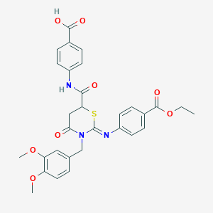molecular formula C30H29N3O8S B12453210 4-({[(2Z)-3-(3,4-dimethoxybenzyl)-2-{[4-(ethoxycarbonyl)phenyl]imino}-4-oxo-1,3-thiazinan-6-yl]carbonyl}amino)benzoic acid 