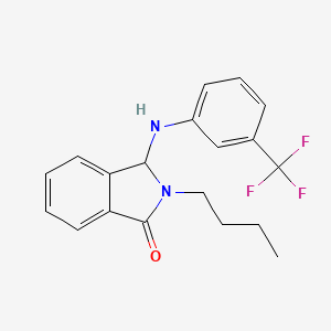 molecular formula C19H19F3N2O B12453317 2-butyl-3-{[3-(trifluoromethyl)phenyl]amino}-2,3-dihydro-1H-isoindol-1-one 