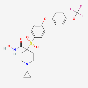molecular formula C22H23F3N2O6S B1245337 1-Cyclopropyl-N-hydroxy-4-[4-[4-(trifluoromethoxy)phenoxy]phenyl]sulfonylpiperidine-4-carboxamide 