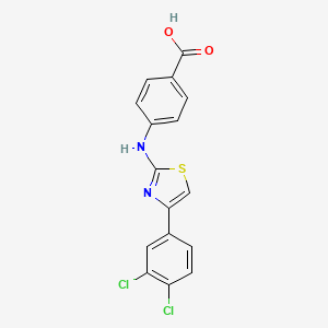 molecular formula C16H10Cl2N2O2S B12453401 4-{[4-(3,4-Dichlorophenyl)-1,3-thiazol-2-yl]amino}benzoic acid 