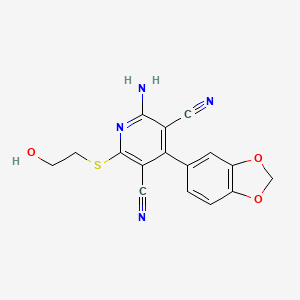 2-Amino-4-(1,3-benzodioxol-5-yl)-6-(2-hydroxyethyl)sulfanyl-3,5-pyridinedicarbonitrile