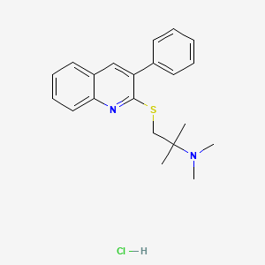 molecular formula C21H25ClN2S B1245366 2-((2-(Dimethylamino)-2-methylpropyl)thio)-3-phenylquinoline hydrochlo ride CAS No. 85275-49-6