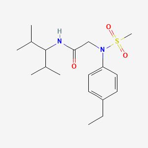 molecular formula C18H30N2O3S B12453661 N-(2,4-dimethylpentan-3-yl)-N~2~-(4-ethylphenyl)-N~2~-(methylsulfonyl)glycinamide 