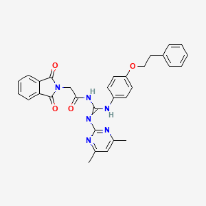 molecular formula C31H28N6O4 B12453663 N-[N'-(4,6-dimethylpyrimidin-2-yl)-N-[4-(2-phenylethoxy)phenyl]carbamimidoyl]-2-(1,3-dioxoisoindol-2-yl)acetamide 