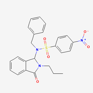 molecular formula C24H23N3O5S B12453669 N-benzyl-4-nitro-N-(3-oxo-2-propyl-1H-isoindol-1-yl)benzenesulfonamide 