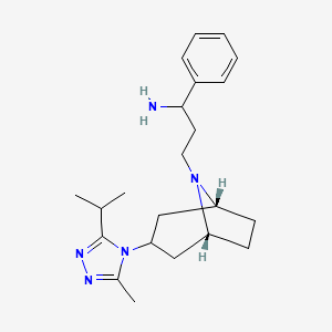 molecular formula C22H33N5 B12453699 3-[(1R,5R)-3-(3-isopropyl-5-methyl-1,2,4-triazol-4-yl)-8-azabicyclo[3.2.1]octan-8-yl]-1-phenylpropan-1-amine 
