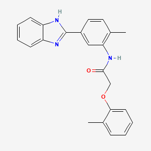 molecular formula C23H21N3O2 B12453710 N-[5-(1H-benzimidazol-2-yl)-2-methylphenyl]-2-(2-methylphenoxy)acetamide 