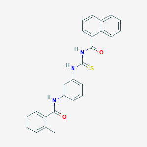 molecular formula C26H21N3O2S B12453732 N-[(3-{[(2-methylphenyl)carbonyl]amino}phenyl)carbamothioyl]naphthalene-1-carboxamide 