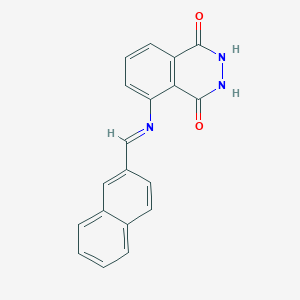molecular formula C19H13N3O2 B12453748 5-{[(E)-naphthalen-2-ylmethylidene]amino}-2,3-dihydrophthalazine-1,4-dione 