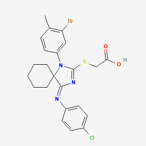 molecular formula C23H23BrClN3O2S B12453752 ({(4E)-1-(3-bromo-4-methylphenyl)-4-[(4-chlorophenyl)imino]-1,3-diazaspiro[4.5]dec-2-en-2-yl}sulfanyl)acetic acid 