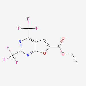 molecular formula C11H6F6N2O3 B12453773 Ethyl 2,4-bis(trifluoromethyl)furo-[2,3-d]-pyrimidine-6-carboxylate 
