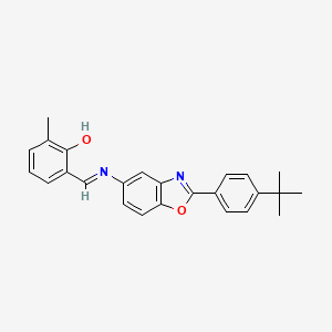 molecular formula C25H24N2O2 B12453786 2-[(E)-{[2-(4-tert-butylphenyl)-1,3-benzoxazol-5-yl]imino}methyl]-6-methylphenol 