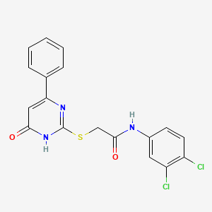 molecular formula C18H13Cl2N3O2S B12453841 N-(3,4-dichlorophenyl)-2-[(4-oxo-6-phenyl-1H-pyrimidin-2-yl)sulfanyl]acetamide 