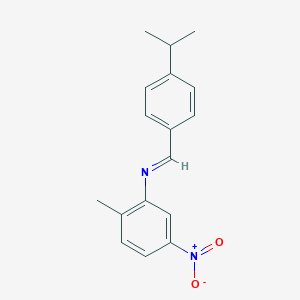 molecular formula C17H18N2O2 B12453887 2-methyl-5-nitro-N-{(E)-[4-(propan-2-yl)phenyl]methylidene}aniline 